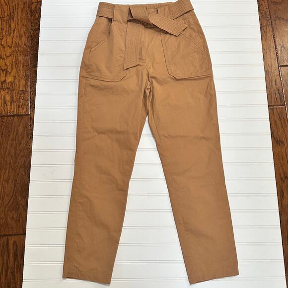 Veronica Beard Size 4 Mahary Khaki Paperbag High Rise Pants Tie Belt *Read - Picture 4 of 15